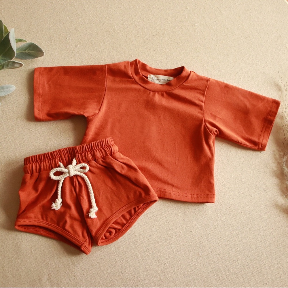 Terracotta Tee Shirt Short Set Baby Toddler Outfit